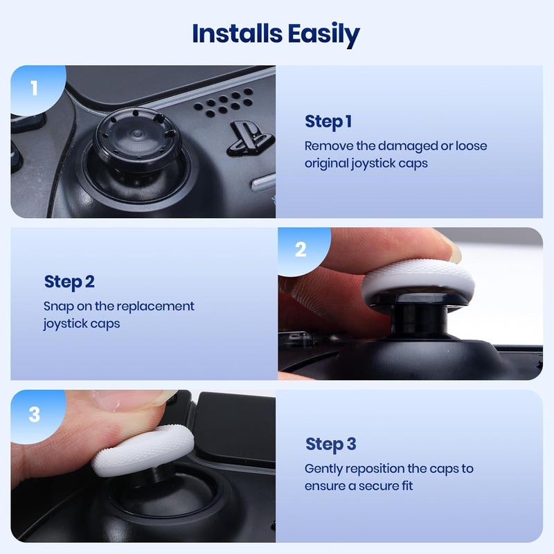 Newdery Joystick Replacement Grip Caps for PS4/PS5 Controller, for PS4/PS5 Thumb Grips Caps, Anti-Stickiness, Anti-Slip, Anti-Scratch, for PS4/PS5 Joystick Caps Replacement(10pcs) -White - Image 4